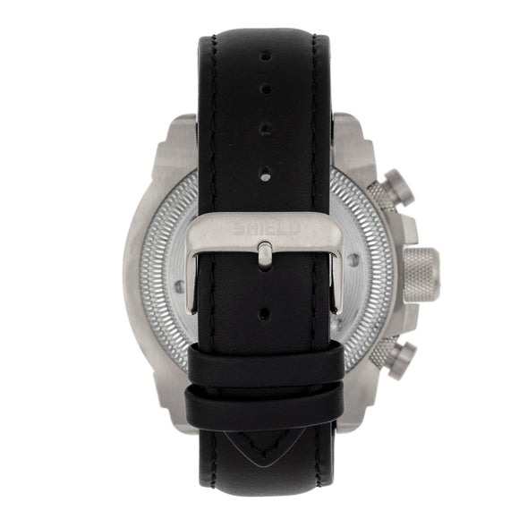 Shield Tesei Chronograph Leather-Band Men's Diver Watch w/Date - Silver/Black