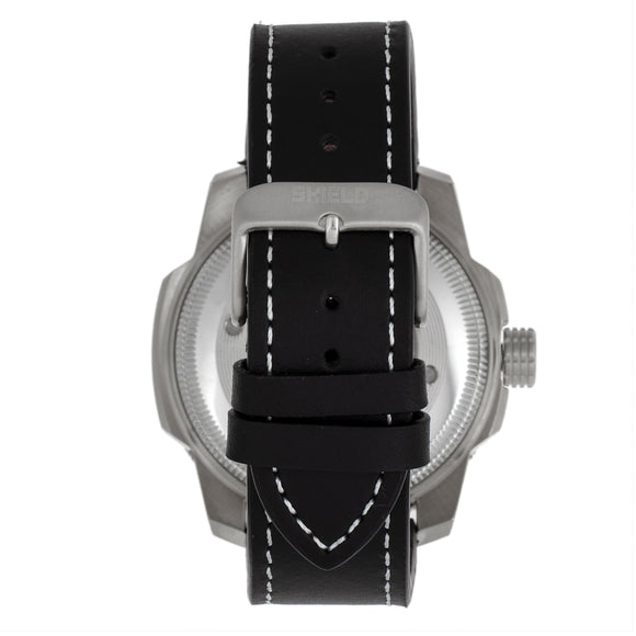 Shield Shaw Leather-Band Men's Diver Watch w/Date - Silver