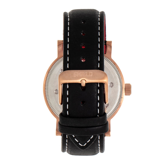 Shield Gilliam Leather-Band Men's Diver Watch - Rose Gold/Black
