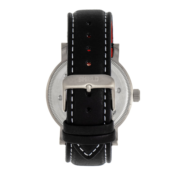 Shield Gilliam Leather-Band Men's Diver Watch - Silver