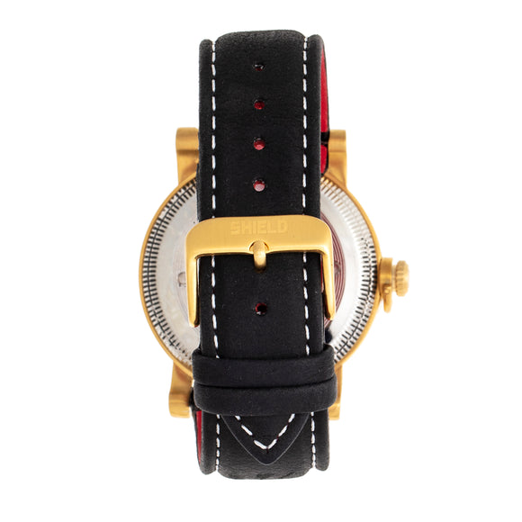 Shield Berge Leather-Band Men's Diver Watch - Gold/Black