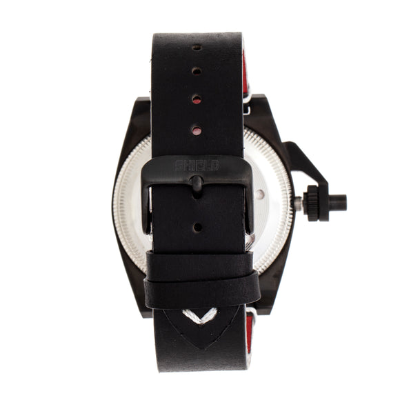 Shield Pascal Leather-Band Men's Diver Watch - Black