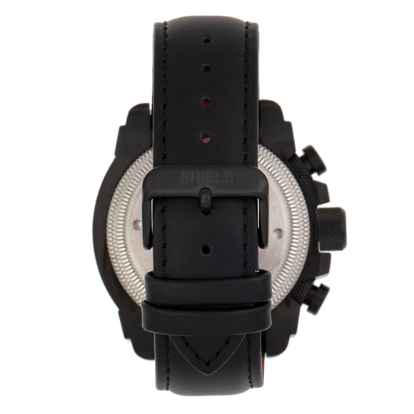 Shield Tesei Chronograph Leather-Band Men's Diver Watch w/Date - Black