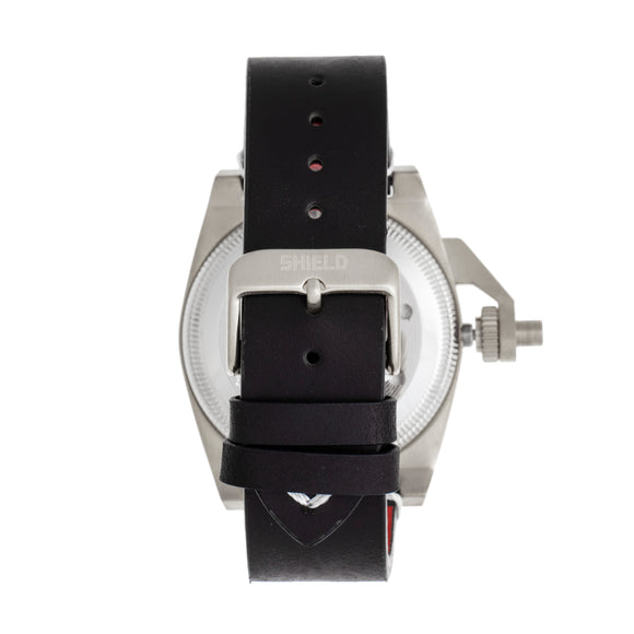 Shield Pascal Leather-Band Men's Diver Watch - Black/Orange