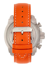 Shield Tesei Chronograph Leather-Band Men's Diver Watch w/Date - Silver/Orange