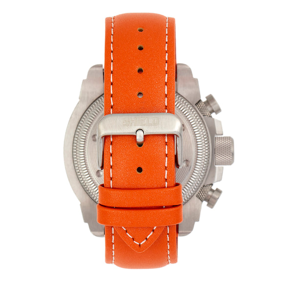 Shield Tesei Chronograph Leather-Band Men's Diver Watch w/Date - Silver/Orange