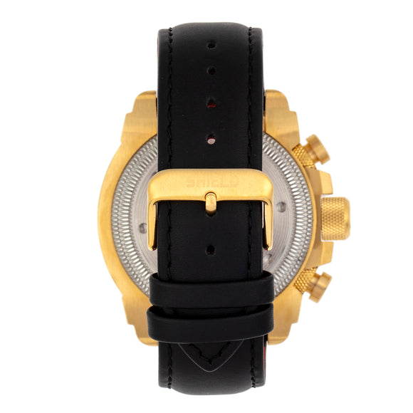 Shield Tesei Chronograph Leather-Band Men's Diver Watch w/Date - Gold/Black