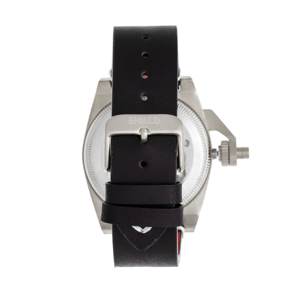 Shield Pascal Leather-Band Men's Diver Watch - Black/Silver