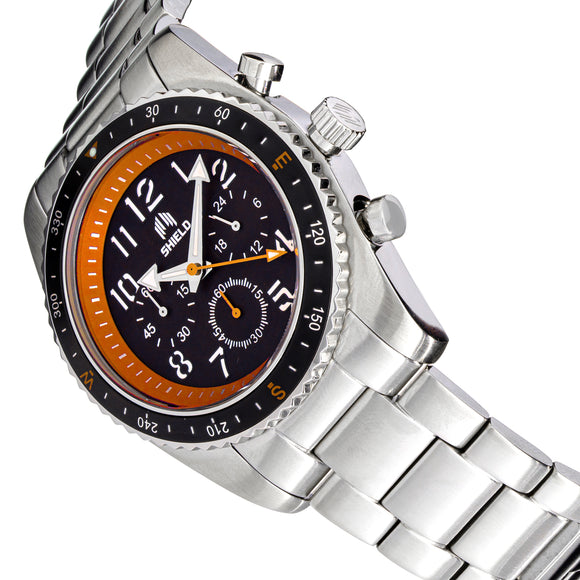 Shield Exley Bracelet Men's Chronograph Diver Watch - Black/Orange