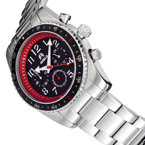 Shield Exley Bracelet Men's Chronograph Diver Watch - Black/Red