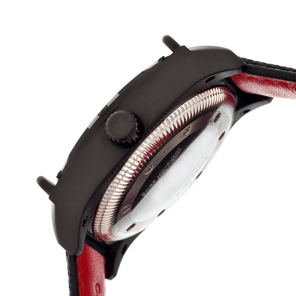 Shield Pilecki Leather-Band Swiss Mens Diver Watch - Black/White