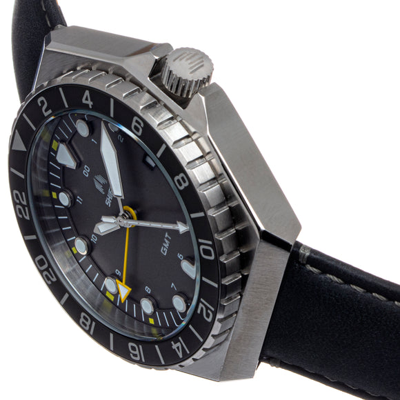 Shield Marco Leather-Band Watch w/Date - Grey - SLDSH116-12