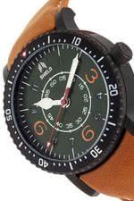 Shield Gilliam Leather-Band Men's Diver Watch - Black/Green