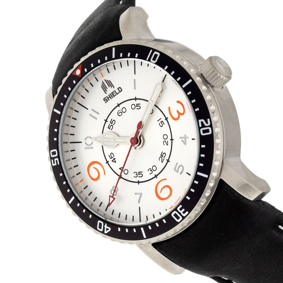 Shield Gilliam Leather-Band Men's Diver Watch - Silver