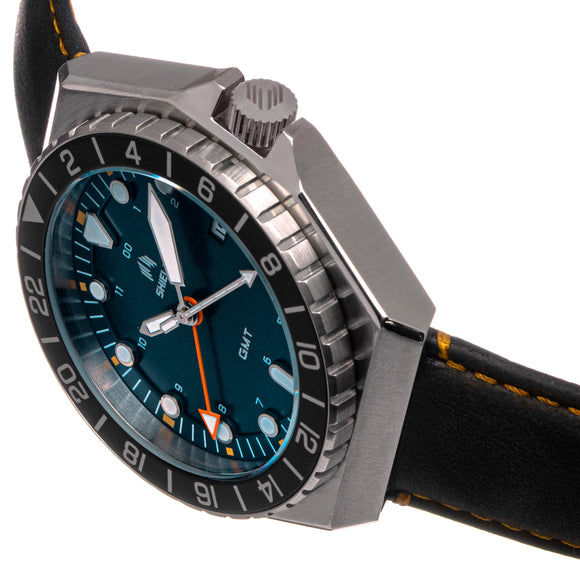 Shield Marco Leather-Band Watch w/Date - Dusty Blue - SLDSH116-16