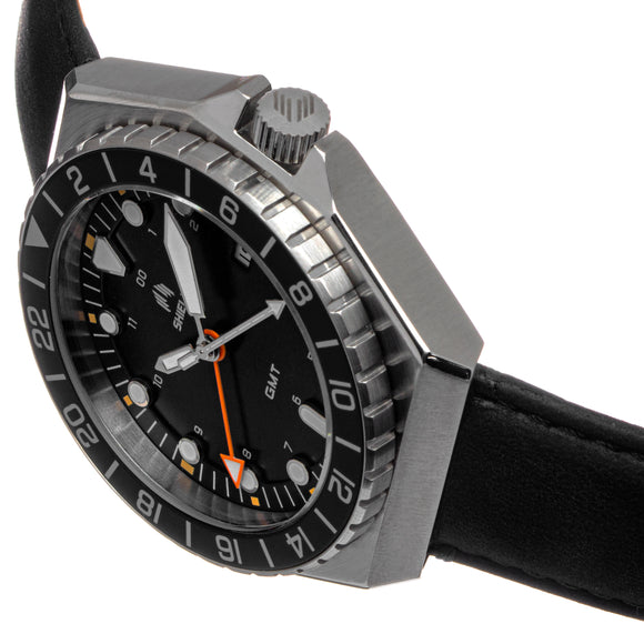Shield Marco Leather-Band Watch w/Date - Black - SLDSH116-9
