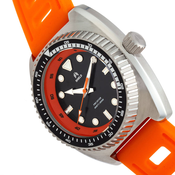 Shield Dreyer Men's Diver Strap Watch - Silver/Orange