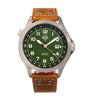 Shield Palau Leather-Band Men's Diver Watch w/Date - Silver/Green