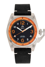 Shield Pascal Leather-Band Men's Diver Watch - Black/Orange