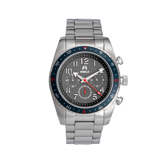 Shield Exley Bracelet Men's Chronograph Diver Watch - Navy/Grey