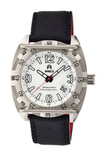 Shield Pilecki Leather-Band Swiss Mens Diver Watch - Silver/White