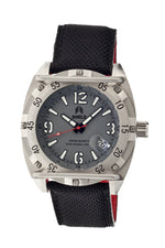 Shield Pilecki Leather-Band Swiss Mens Diver Watch - Silver/Grey