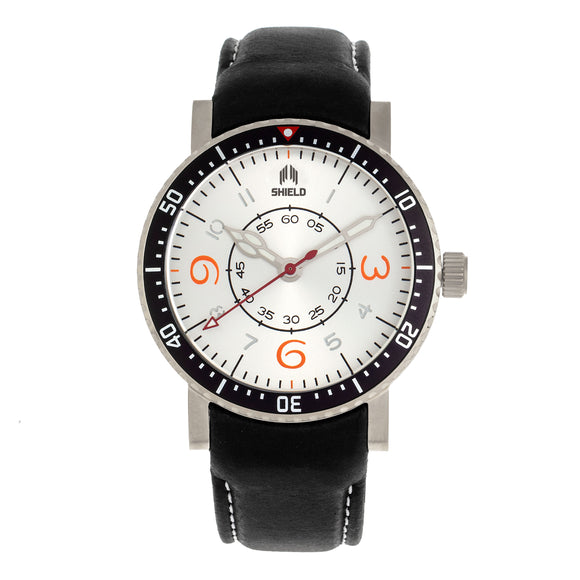 Shield Gilliam Leather-Band Men's Diver Watch - Silver
