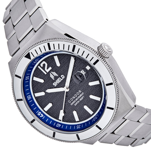Shield Condor Bracelet Watch w/Date - White - SLDSH118-2