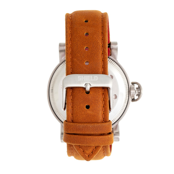 Shield Berge Leather-Band Men's Diver Watch - Silver/Blue