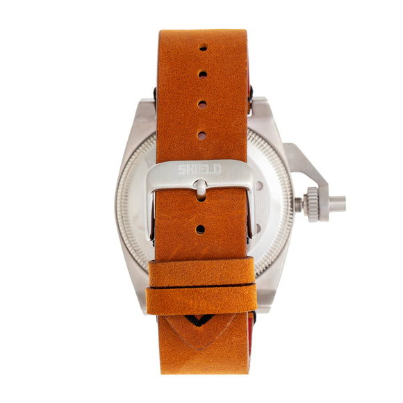 Shield Pascal Leather-Band Men's Diver Watch - Camel/Brown
