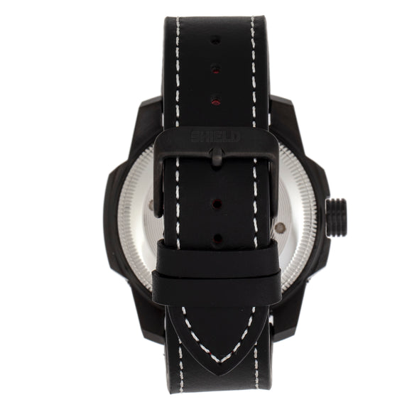 Shield Shaw Leather-Band Men's Diver Watch w/Date - Black