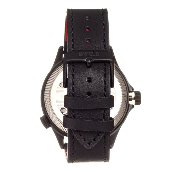 Shield Palau Leather-Band Men's Diver Watch w/Date - Black