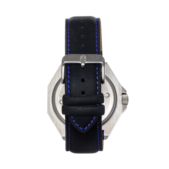 Shield Marco Leather-Band Watch w/Date - Black/Navy - SLDSH116-15