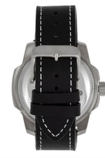 Shield Shaw Leather-Band Men's Diver Watch w/Date - Silver/Black