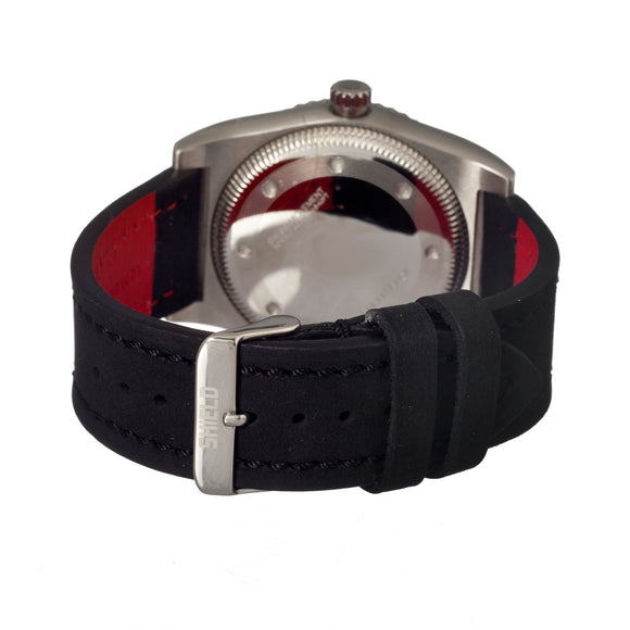 Shield Nuno Leather-Band Swiss Men's Diver Watch - Silver/Black