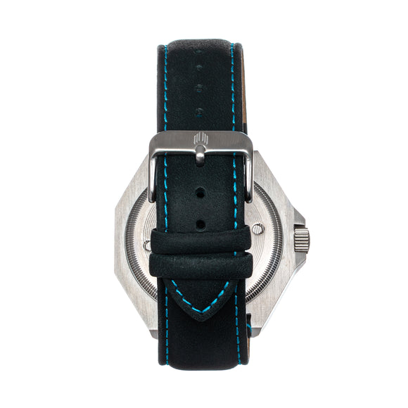 Shield Marco Leather-Band Watch w/Date - Light Blue - SLDSH116-11