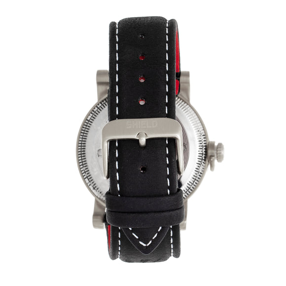 Shield Berge Leather-Band Men's Diver Watch - Silver