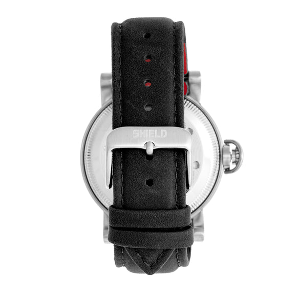 Shield Berge Leather-Band Men's Diver Watch - Silver/Grey