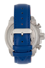 Shield Tesei Chronograph Leather-Band Men's Diver Watch w/Date - Silver/Blue