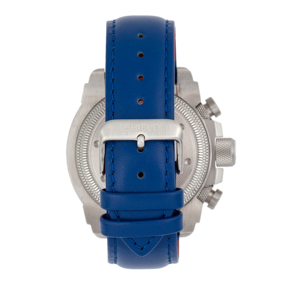 Shield Tesei Chronograph Leather-Band Men's Diver Watch w/Date - Silver/Blue