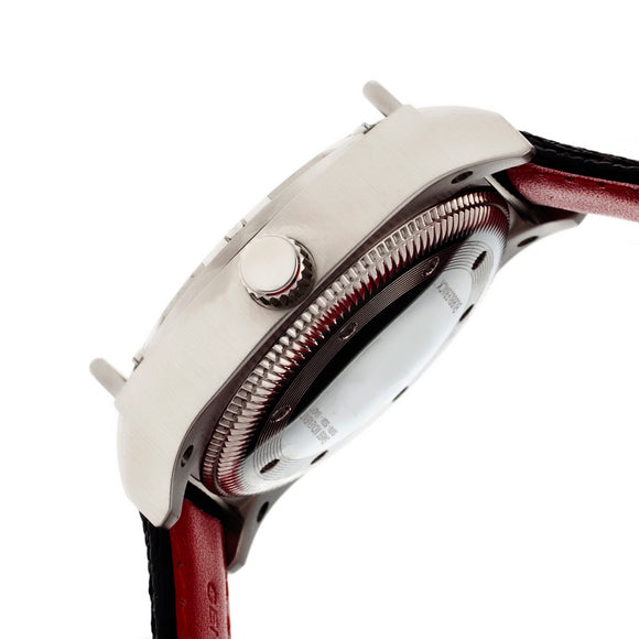 Shield Pilecki Leather-Band Swiss Mens Diver Watch - Silver/Grey