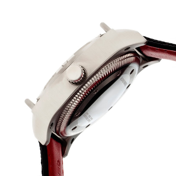 Shield Pilecki Leather-Band Swiss Mens Diver Watch - Silver/White