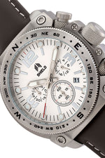 Shield Tesei Chronograph Leather-Band Men's Diver Watch w/Date - Silver/Grey