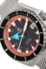 Shield Marius Bracelet Men's Diver Watch w/Date - Silver/Orange