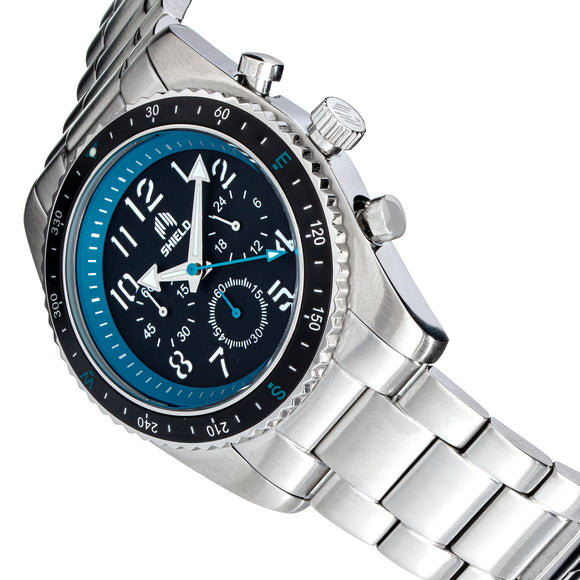 Shield Exley Bracelet Men's Chronograph Diver Watch - Black/Blue