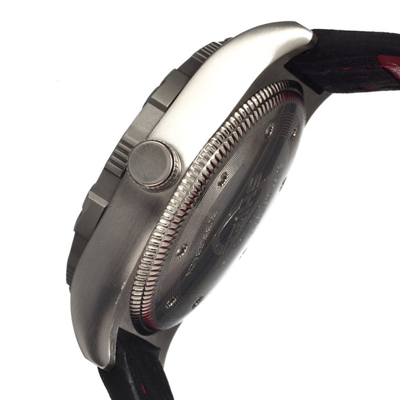 Shield Jarrod Leather-Band Swiss Men's Diver Watch - Silver/Black