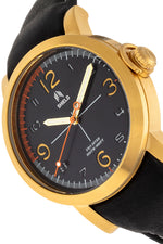 Shield Berge Leather-Band Men's Diver Watch - Gold/Black