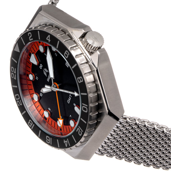 Shield Marco Bracelet Watch w/Date - Black/Orange - SLDSH116-2