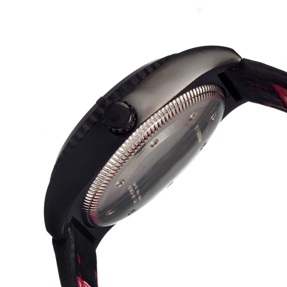 Shield Nuno Leather-Band Swiss Men's Diver Watch - Black