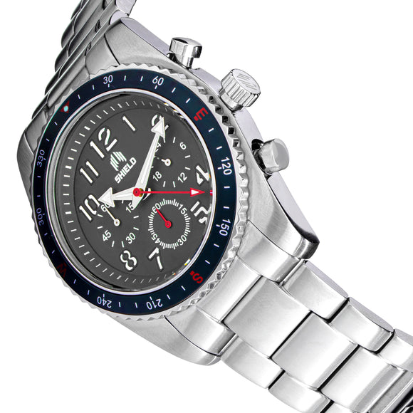 Shield Exley Bracelet Men's Chronograph Diver Watch - Navy/Grey